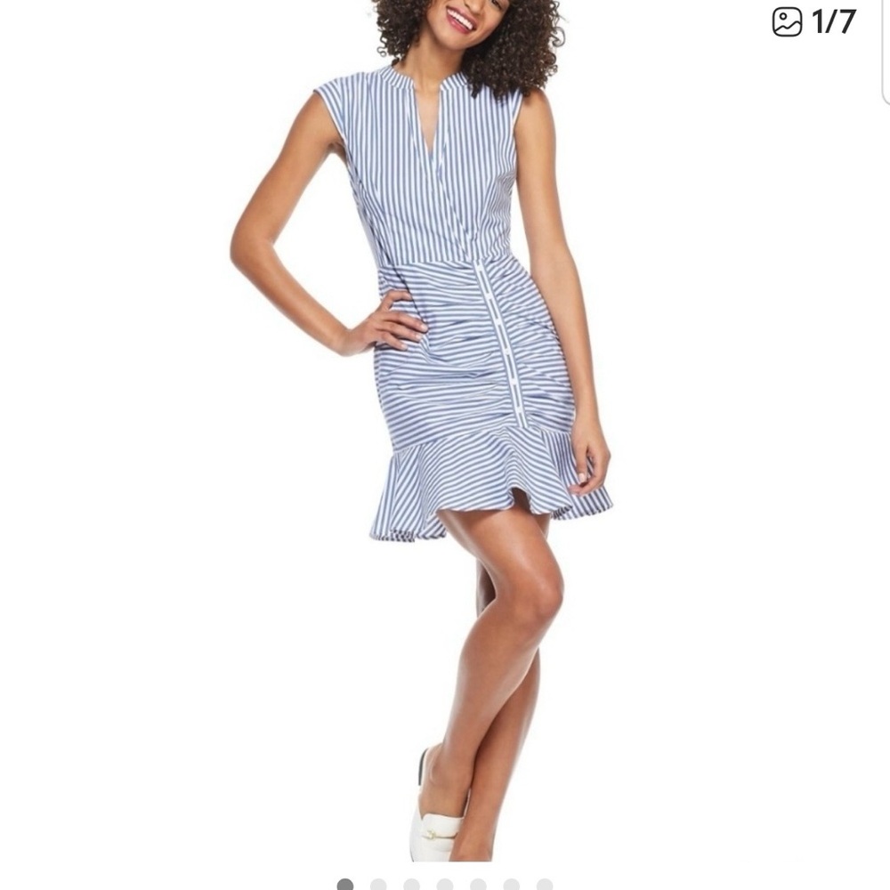 Sleeveless Striped Blue and White Dress size small